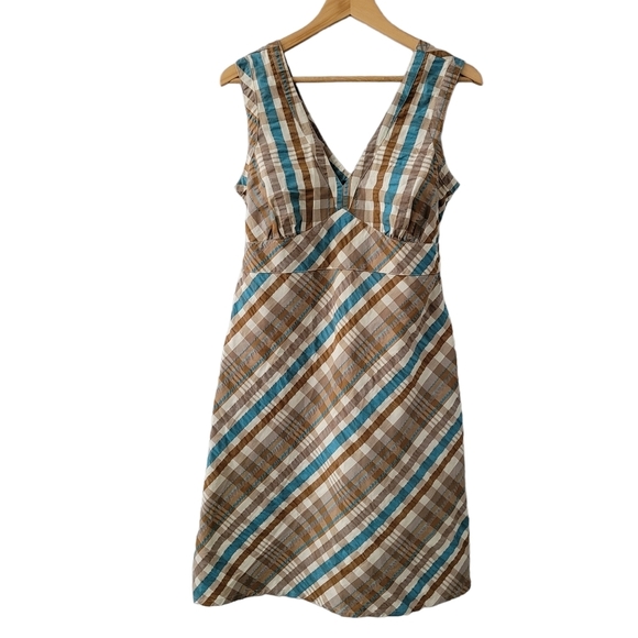 Patagonia Dresses & Skirts - Patagonia Water Girl Empire Dress Gingham Sleeveless Midi Organic V-Neck LRG